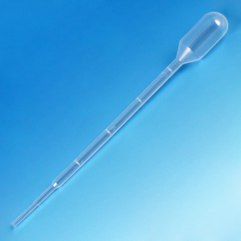 Globe Scientific Transfer Pipet, 3.0mL, Small Bulb, Graduated to 1mL, 140mm, 500/Dispenser Box Image